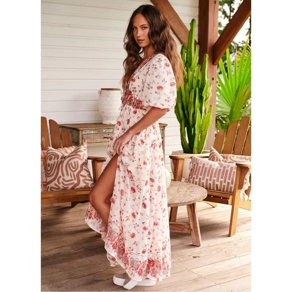 ivory crochet maxi dress ANIA HALTER MAXI DRESS